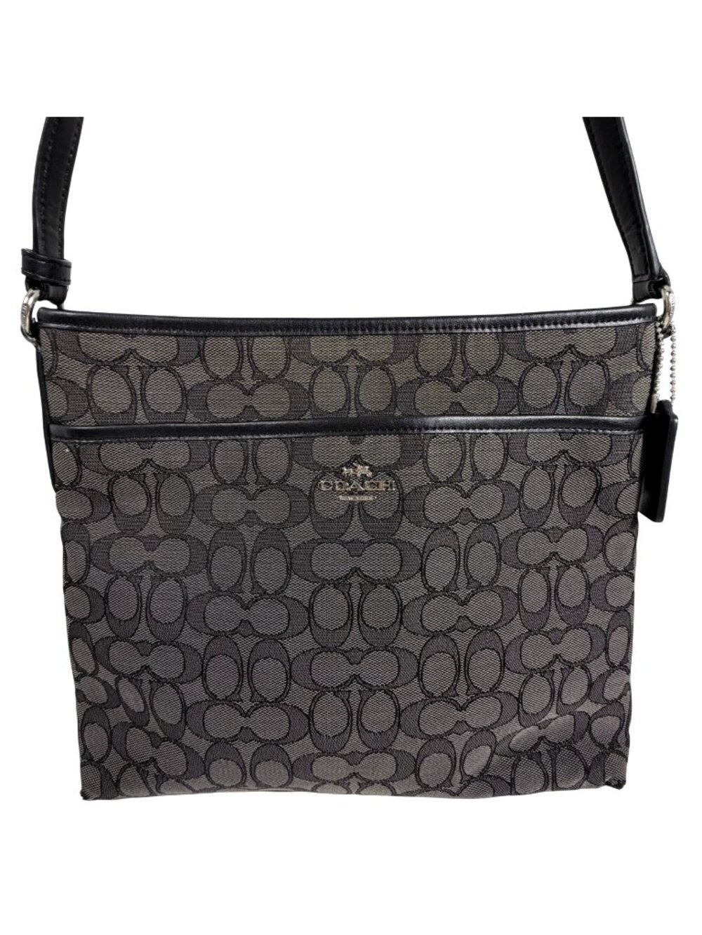 Coach Black Signature Logo Adjustable Strap Crossbody Bag F58285 + Hang Tag